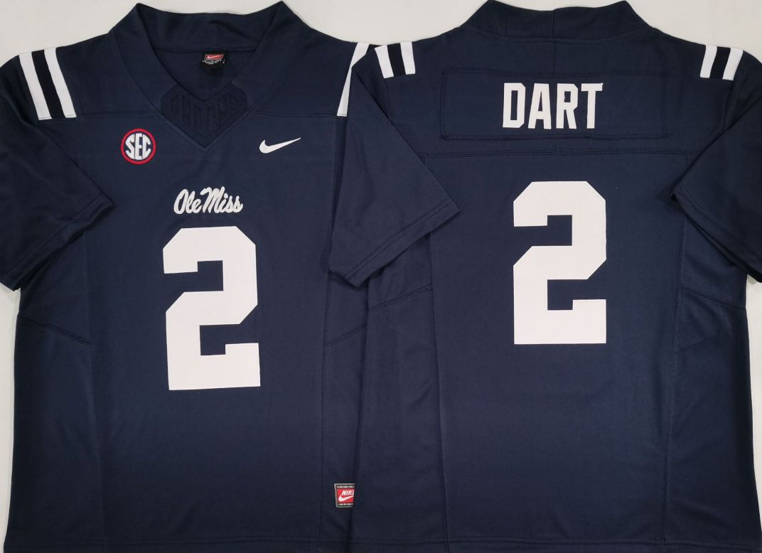 Men Ole Miss Rebels #2 Dart Drak Blue Nike 2025 NCAA Jersey style 1->ncaa teams->NCAA Jersey